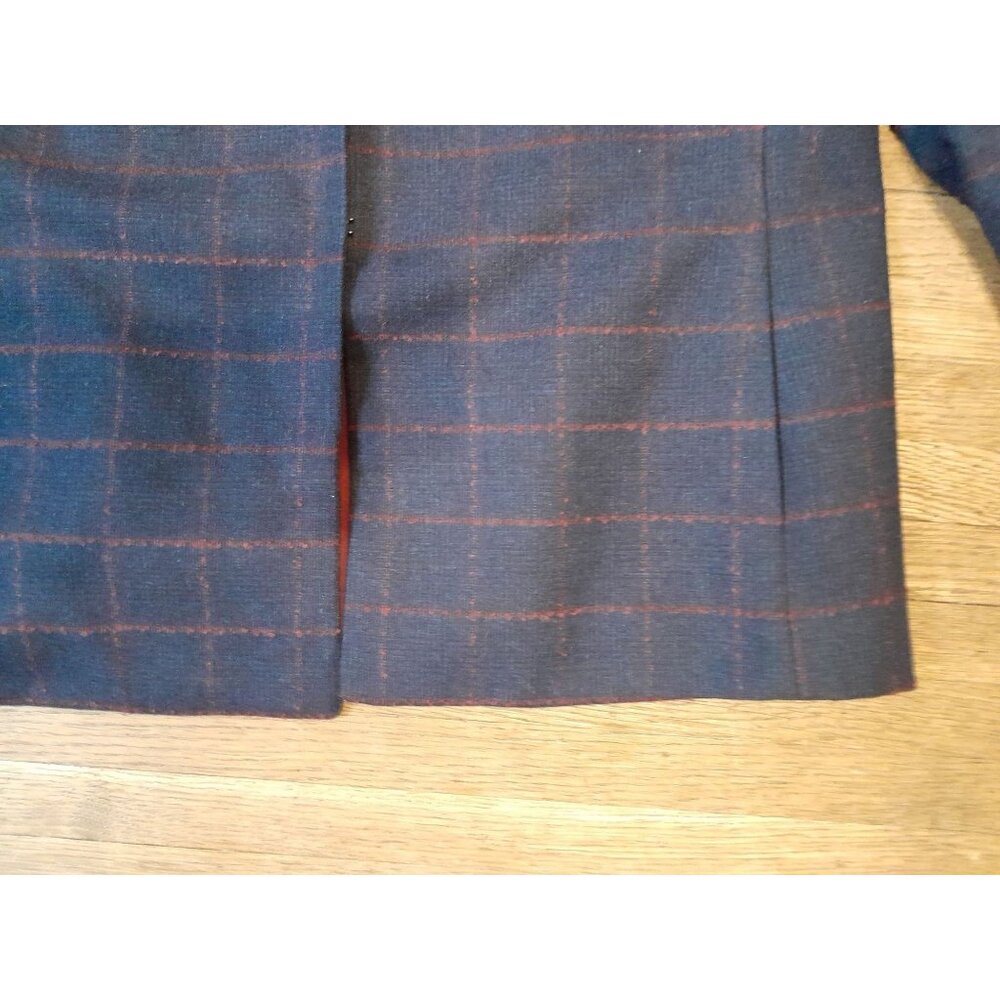 Talbots Wool Blend Career Formal Academia Preppy Size 14 Windowpane Blazer Blue - Picture 4 of 11